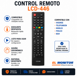 Control Remoto Lcd Rc-446 Bgh Telefunken Zuk hisense noblex philco