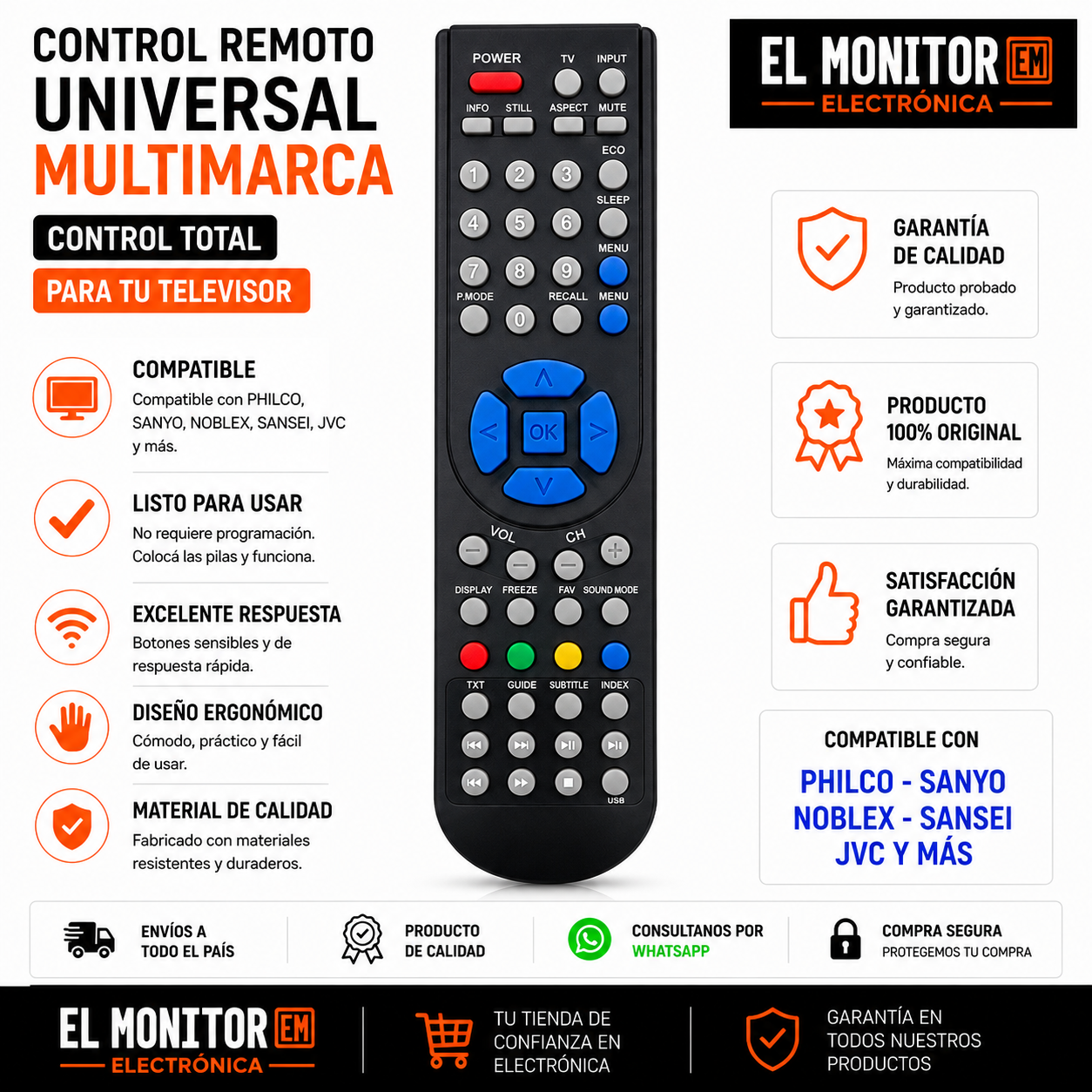 Control remoto Philco - noblex - Sansei- JVC - RCA