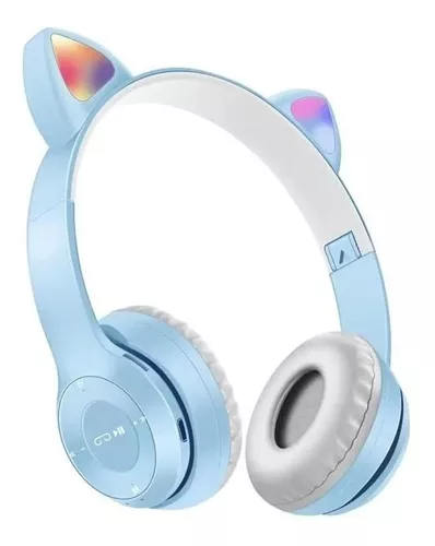 Auriculares inalámbricos Catear P47 celeste con luz LED