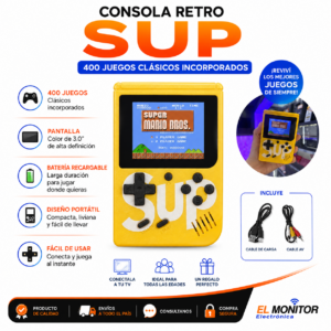 Mini consola portátil game box plus con 400 juegos, variedad de colores SUP