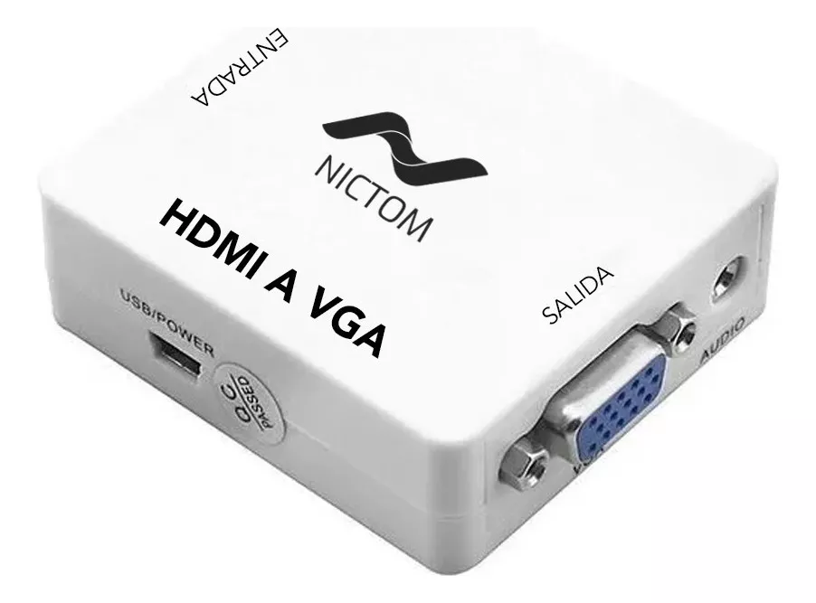 Conversor Adaptador Hdmi A Vga Activo Con Audio Local Color Blanco