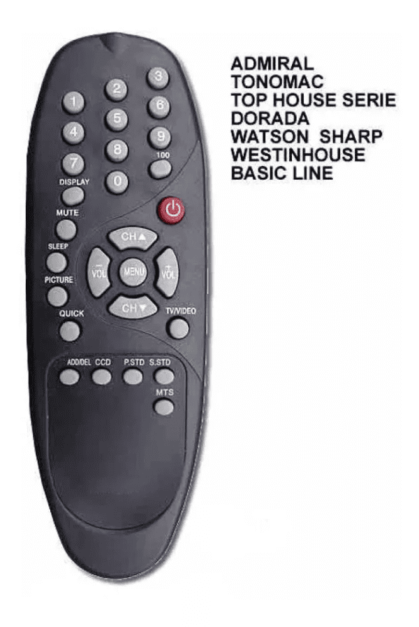 CONTROL REMOTO TV NOBLEX/ADMIRAL/AUDINAC 180 GENERICO