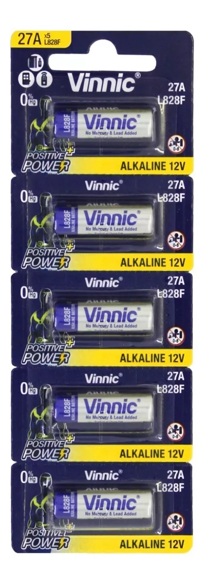 Pilas A27 Vinnic Alcalina 12V x unidad controles y alarmas