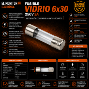 FUSIBLE 3.A X UNIDAD Fusible Vidrio 6x30 250v