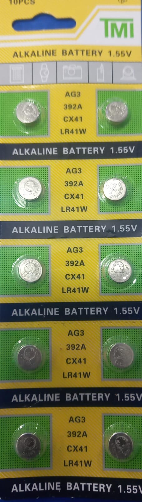 pila boton alkaline ag3,392a,cx41,lr441w 1.55v