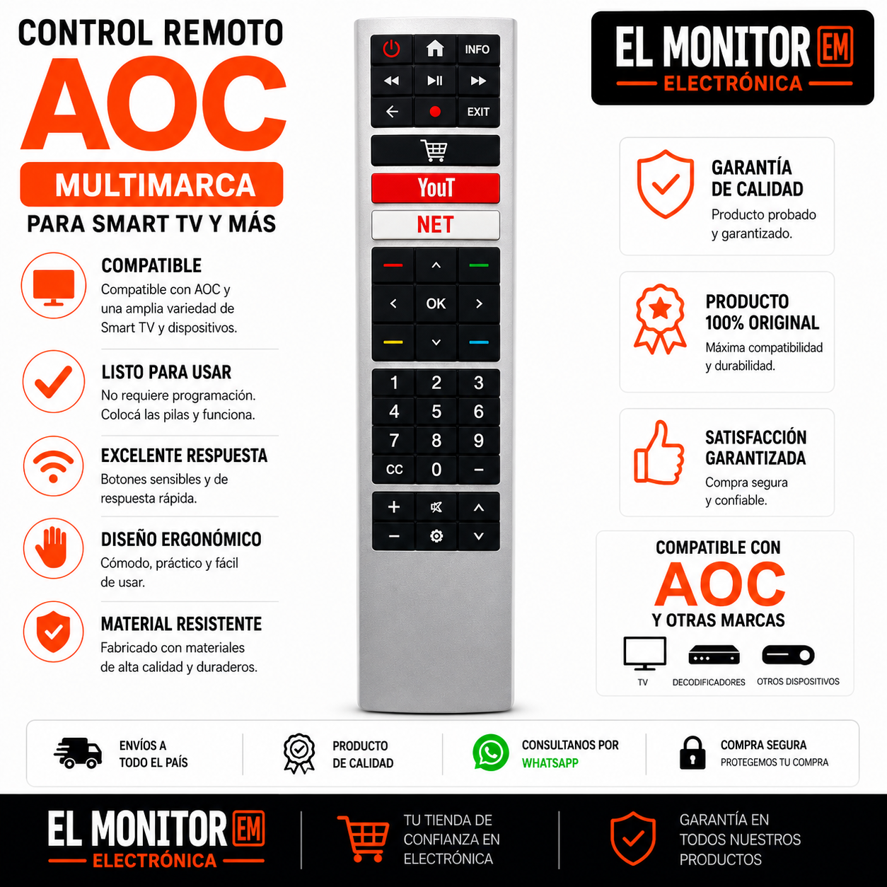 control smart tv aoc con tecla