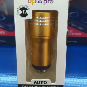 CARGADOR DE AUTO APRO AP-CAR01 DORADO 3.A