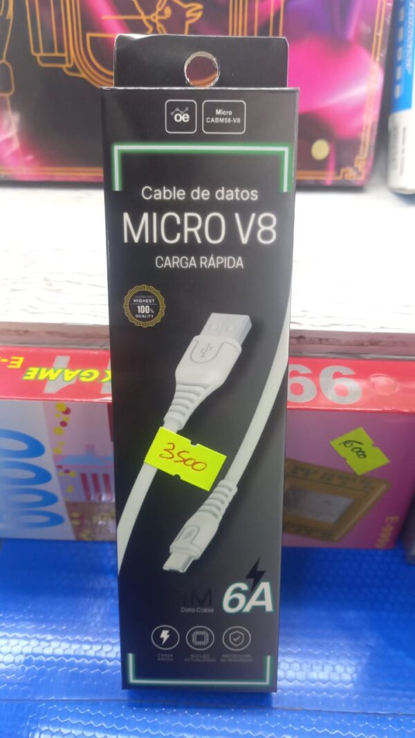 CABLE USB TIPO V8 OE CARGA RAPIDA 1M 6.A