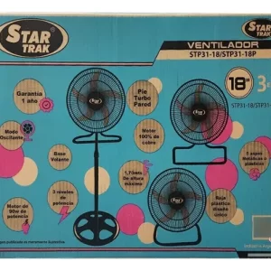Ventilador 3 En 1 18 Pulgadas Turbo Negro Pie Star Trak - Cc