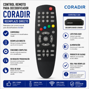 CONTROL REMOTO DECODIFICADOR CORADIR 914