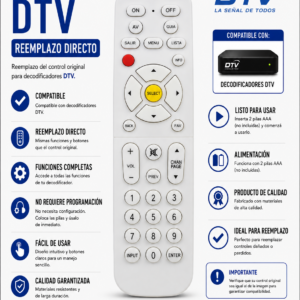 CONTROL REMOTO DECODIFICADOR UNIVERSAL DIRECTV