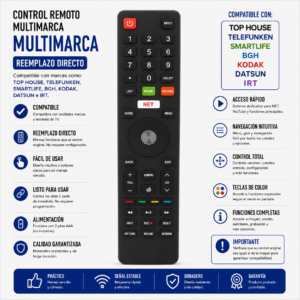 CONTROL REMOTO  TOP HOUSE TELEFUNKEN SMARTLIFE X50