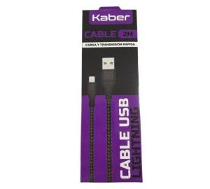 Cable Kaber USB a Lightning 2 Metros Mallado Carga y Datos para iPhone