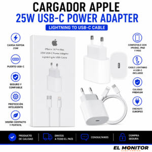 Cargador USB-C 25W para iPhone con Cable Lightning a USB-C Compatible iPhone 14/15