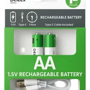 Pila AA Deleex Recargable 2600mAh 1.5V Alta Duración Batería Reutilizable