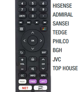 Control Remoto TV Compatible Sanyo Noblex Hisense Admiral Sansei Tedge Philco BGH JVC Top House