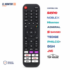 Control Remoto TV Compatible Sanyo Noblex Hisense Admiral Sansei Tedge Philco BGH JVC Top House