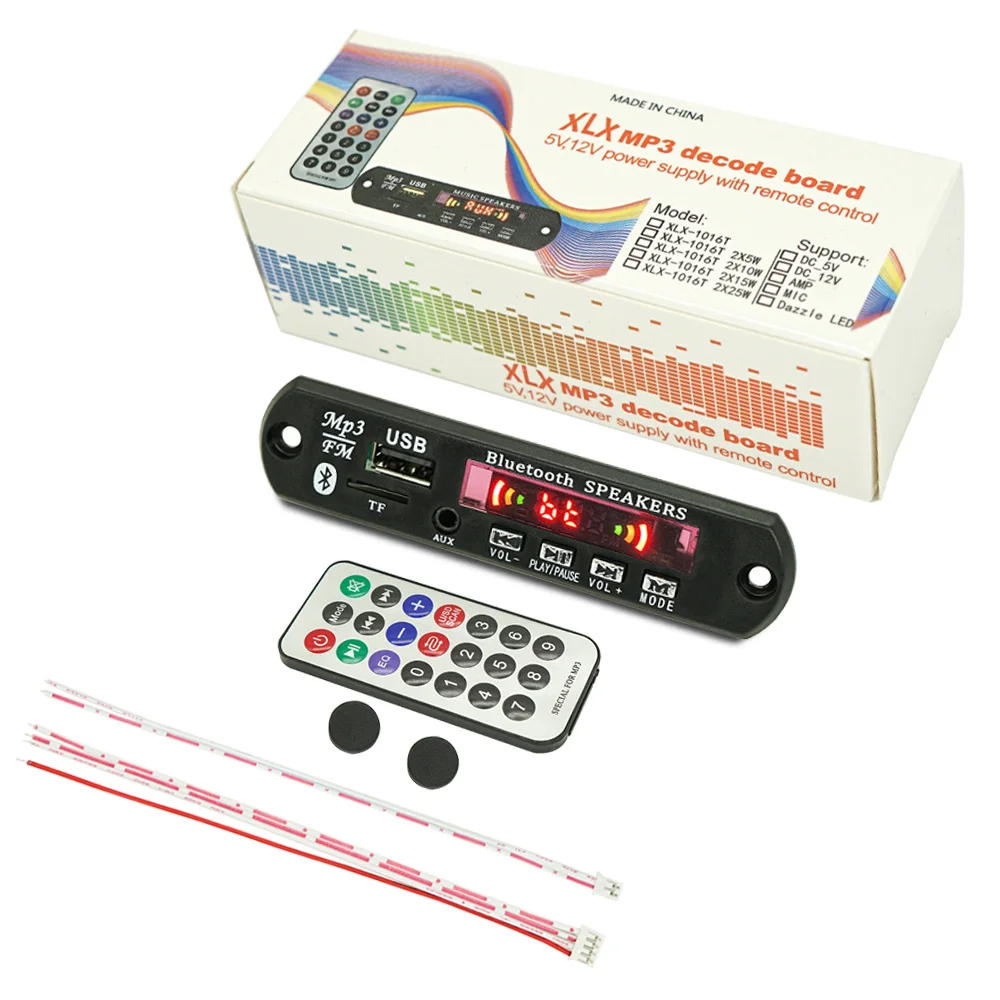 Módulo Decodificador Audio Bluetooth MP3 5V 12V USB FM Control Remoto
