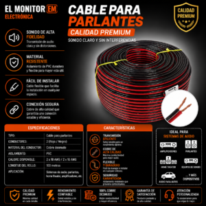 CABLE PARLANTE BAFLE BROKE x METRO  2x0,35mm