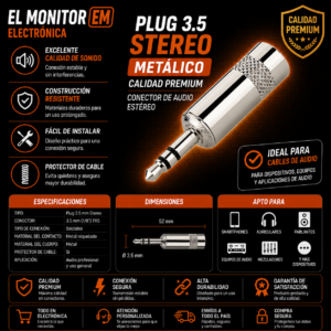 Plug 3.5 stereo metálico calidad premium