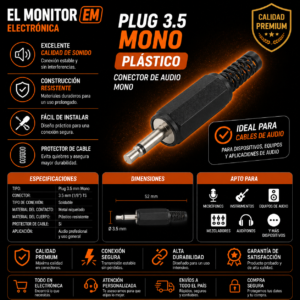 Plug 3.5 mono plástico