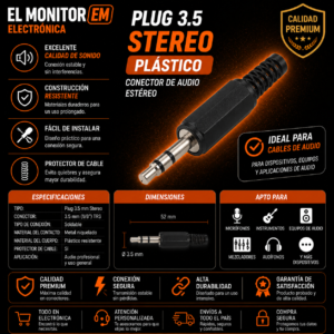 Plug 3.5 stereo plástico