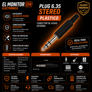 Plug 6.35 stereo plástico