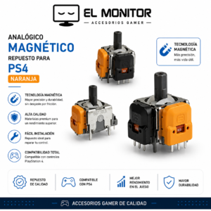 Joystick PS4 Analógico Magnético Naranja Repuesto Potenciómetro