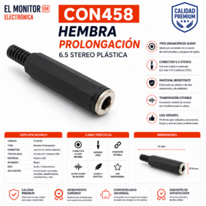 Hembra prolongación 6.5 estereo plástica