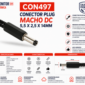 Plug largo con colita plástica 5.5x2.5 14mm