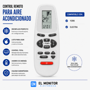 CONTROL REMOTO AIRE ACONDICIONADO YORK ELECTRA