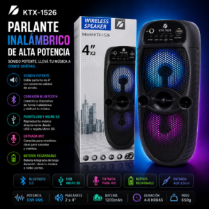 PARLANTE BLUETOOTH WIRELESS SPEAKER 4X2 KTX-1526