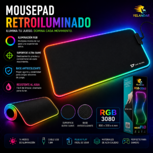 Mousepad Yelandar RGB-3080 80x30cm con luz led