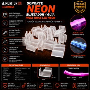 Soporte Neon sujetador guia tiras led Neon clip
