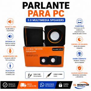 Parlante para PC 2.0 Multimedia Speakers USB con Entrada Auxiliar 3.5mm Model 101Z