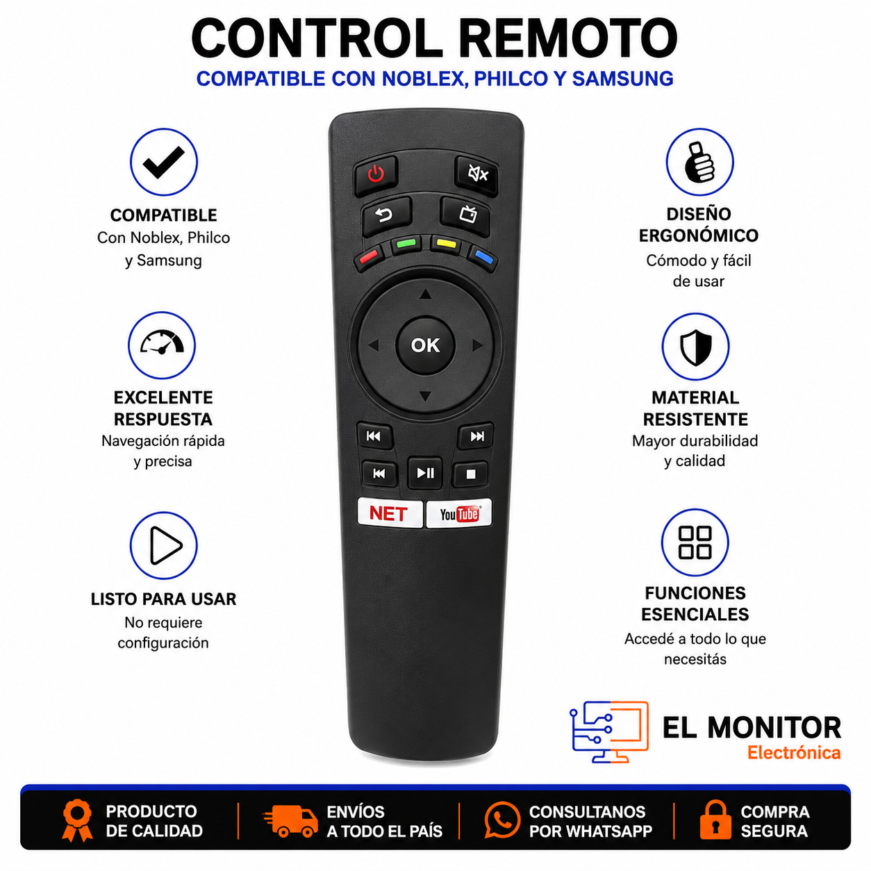 Control Remoto TV Compatible Sansei Sanyo Noblex Philco BGH Hisense JVC Pioneer Tonomac CHICO