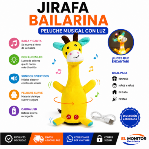 Jirafa Bailarina Musical Recargable USB con Luces LED y Sonidos para Niños
