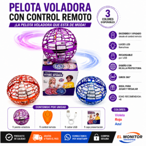 Pelota Voladora Flying Spinner LED con Control Remoto Recargable USB