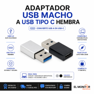USB MACHO A USB TIPO C HEMBRA