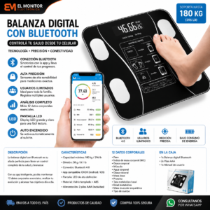 Balanza de baño personal digital con conexión bluetooth