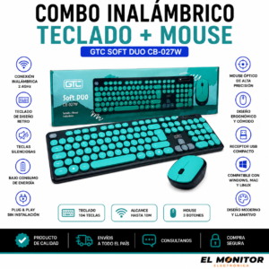 Combo Teclado y Mouse Inalámbrico GTC Soft Duo CBG-027V 2.4GHz
