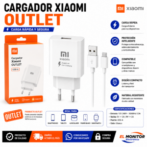 Cargador Xiaomi Outlet USB-A Carga Rápida para Celulares y Dispositivos