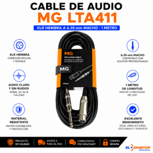 CABLE PARA AUDIO XLR HEMBRA A 6.35 MACHO 1M