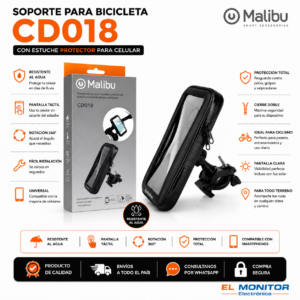 Soporte para Celular de Bicicleta Malibu CD018 con Funda Impermeable
