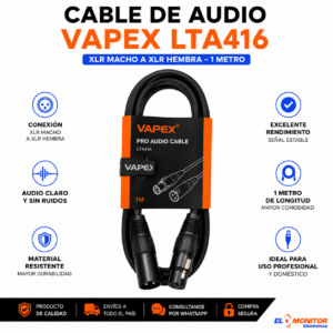 CABLE PARA AUDIO XLR MACHO A XLR HEMBRA 1M
