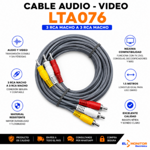CABLE 3RCA MACHO A 3 RCA MACHO CALIDAD PREMIUM