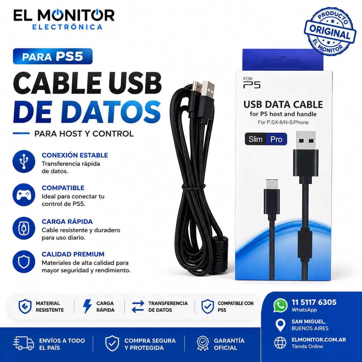 CABLE TIPO C PARA PS5 SONY