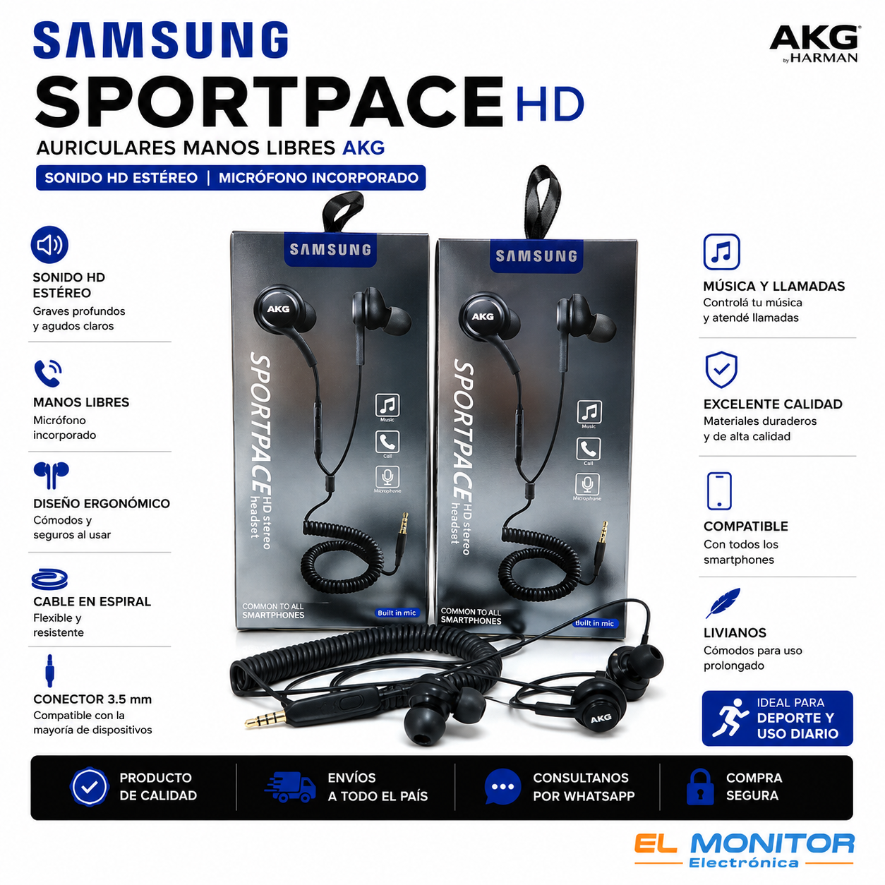 Auriculares Samsung Sportpace HD AKG Manos Libres con Micrófono