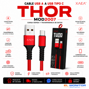 Cable USB a USB Tipo C Xea Thor Mod2007