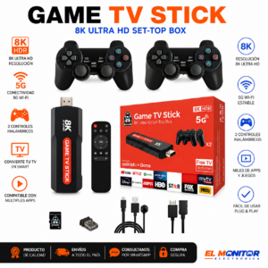 Game TV Stick 8K Ultra HD con 2 Controles Inalámbricos